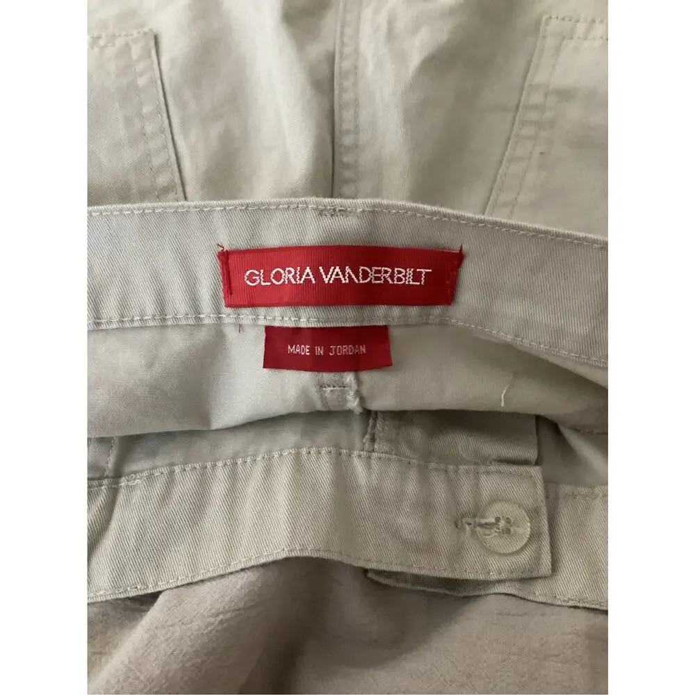 Gloria Vanderbilt Size 12 Cargo Shorts Khaki Utility Cotton Y2K Bermuda Pockets